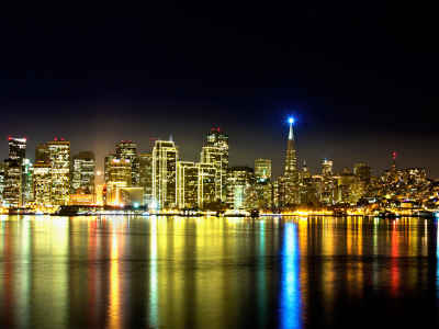 treasure, island, san francisco, night, city, lights, urban