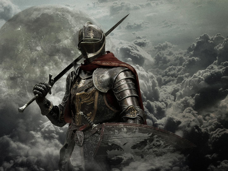 knight, armor, drawing, shield, sword