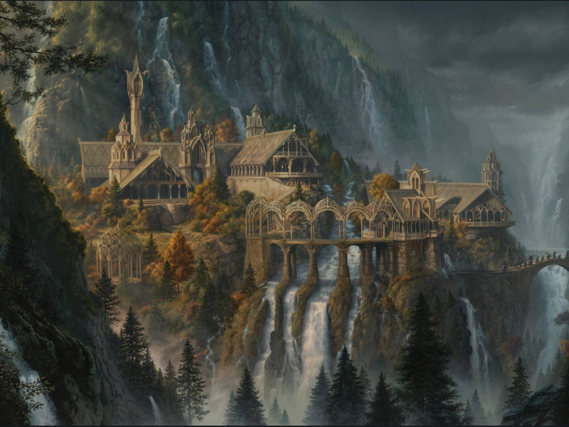 hobbit, lord of the rings, rivendell, art, nature