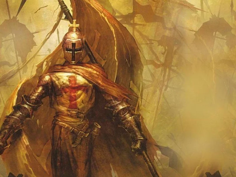 crusader, knight, armor, sword, battle