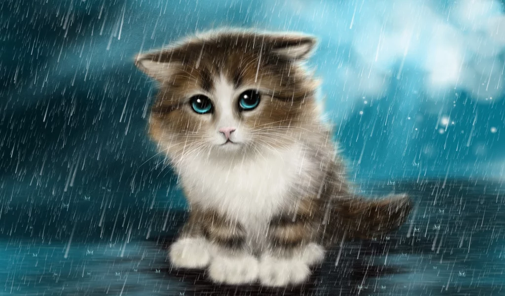 cute cat art, cat, kitten, painting, attractiveness