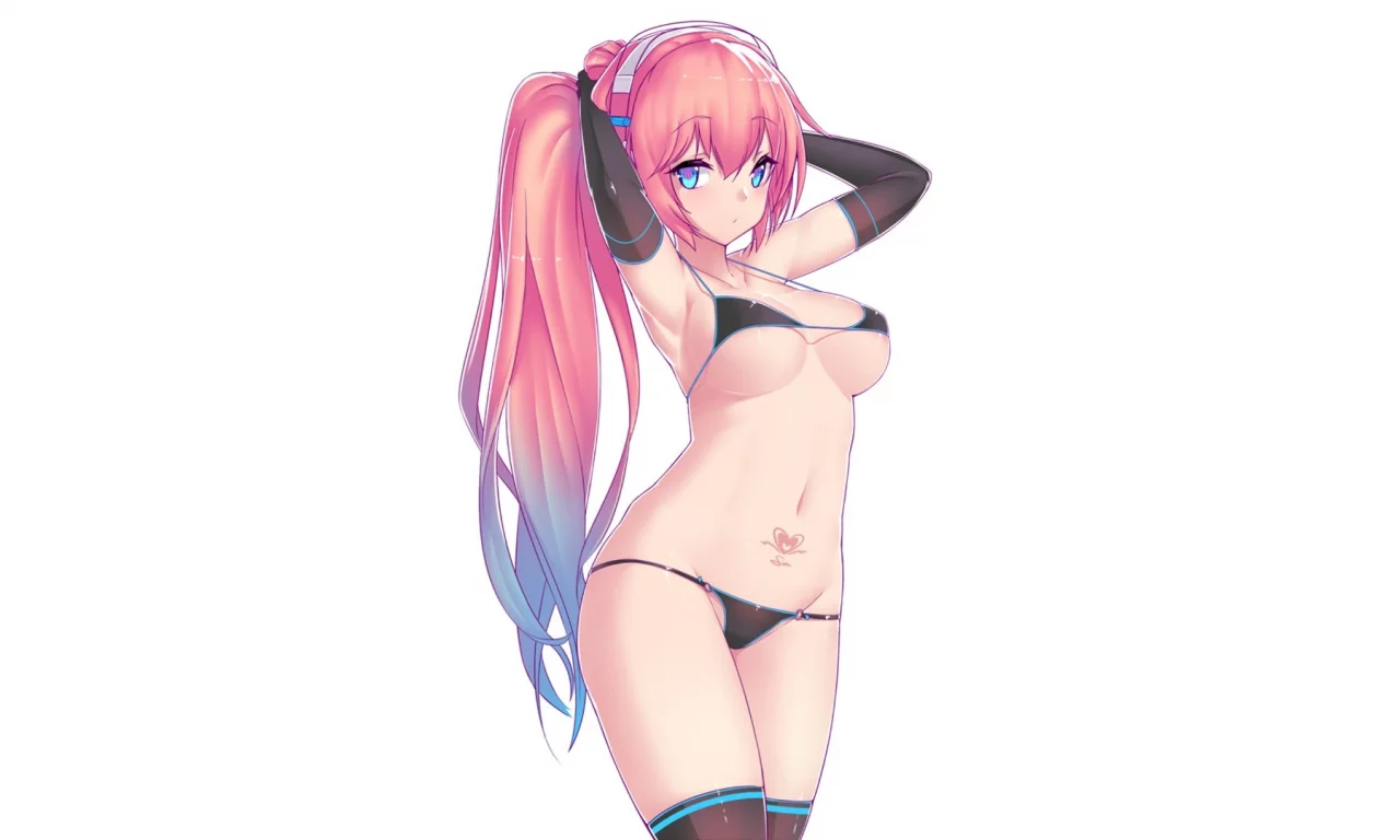 ponytail, vocaloid, megurine luka, looking at viewer