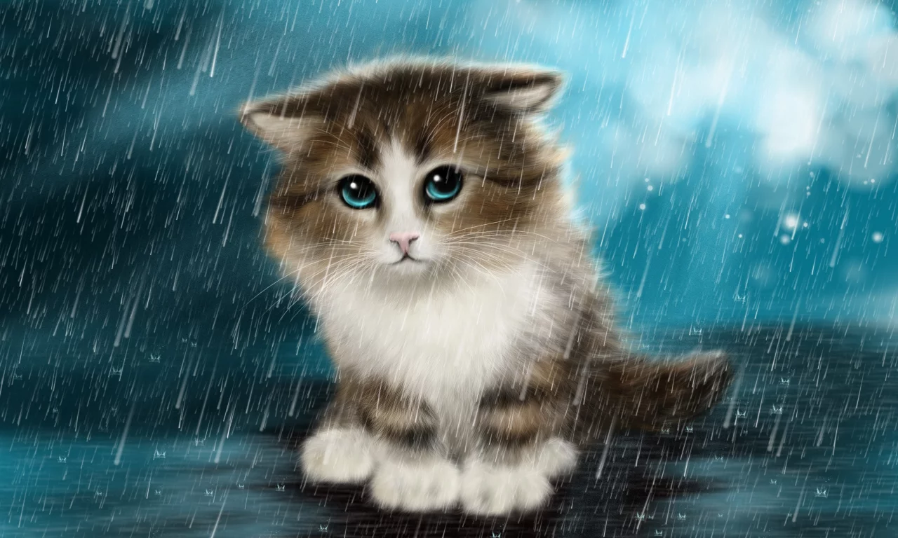 cute cat art, cat, kitten, painting, attractiveness