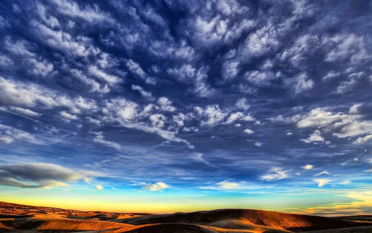 sky, clouds, desert, hills