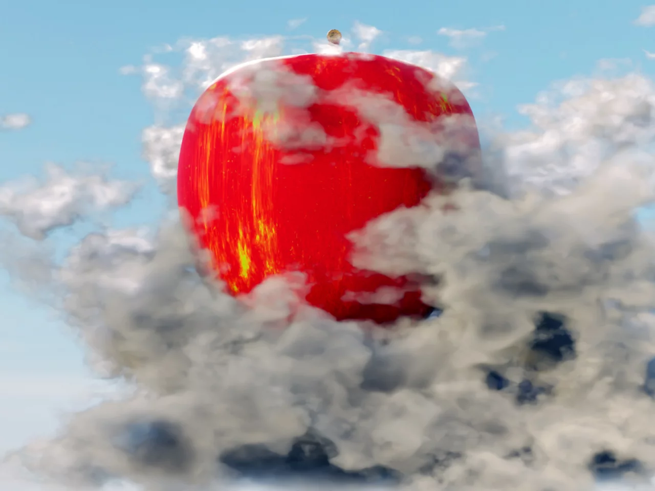 giant apple, cgi, blender, 3d model, 3d