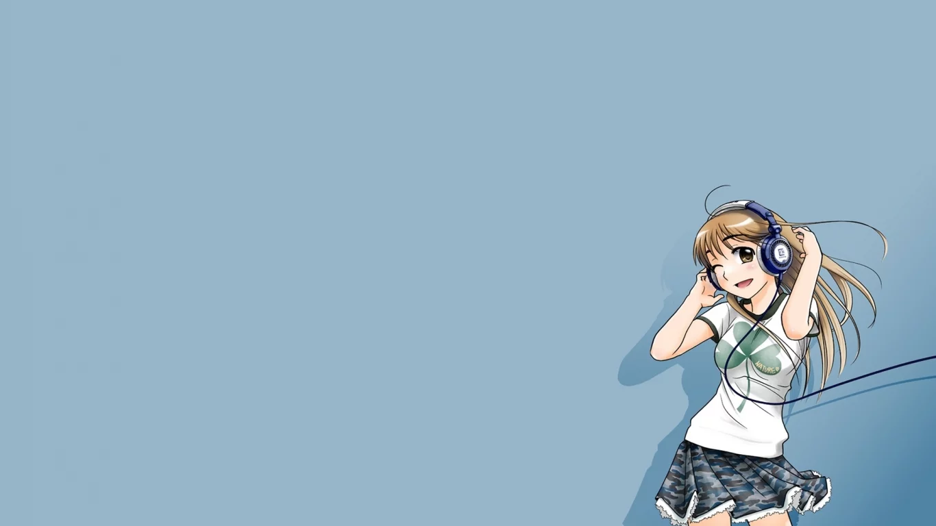 anime, girl, fun, music, headphones