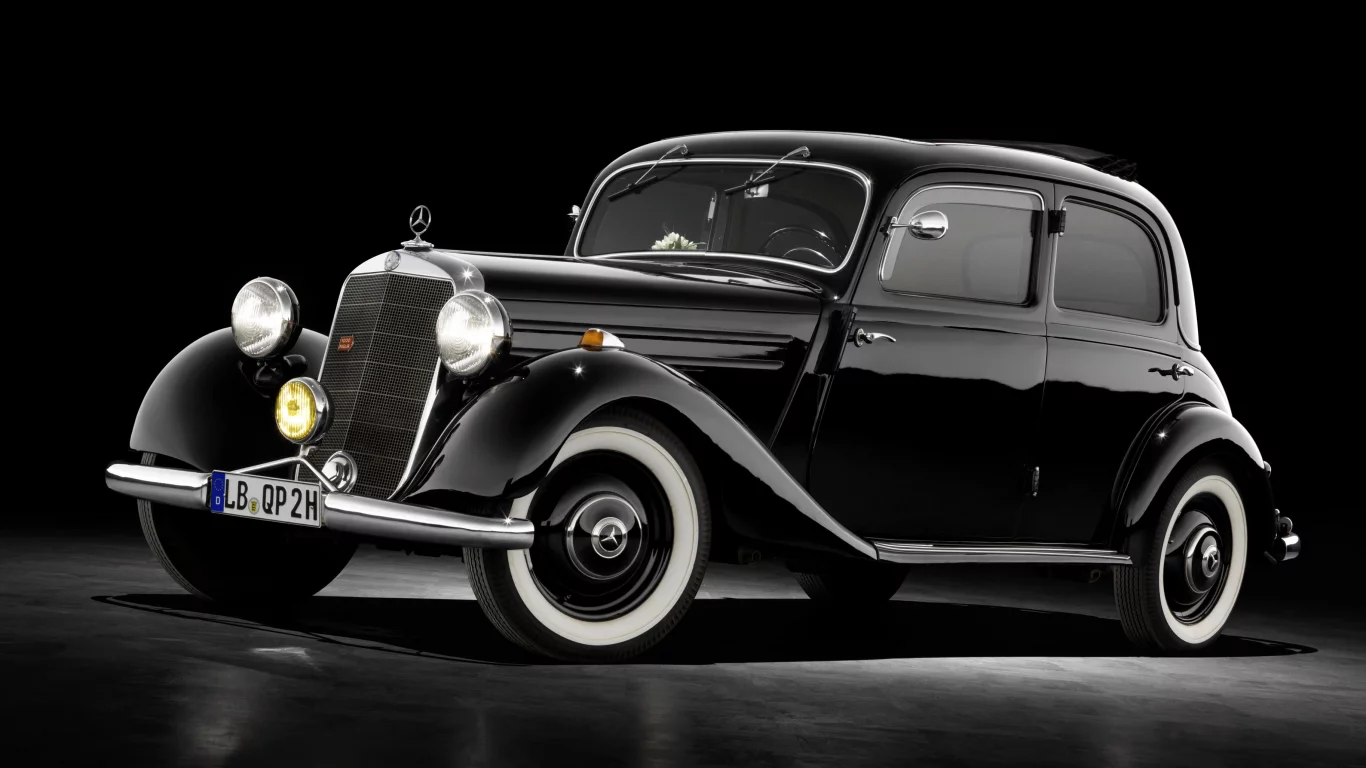 mercedes benz, retro, limousine, black