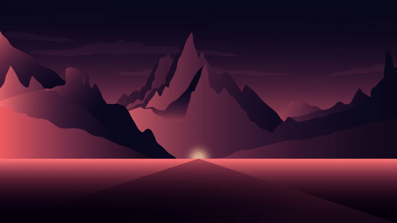 minimalism, road, mountains, tunnel