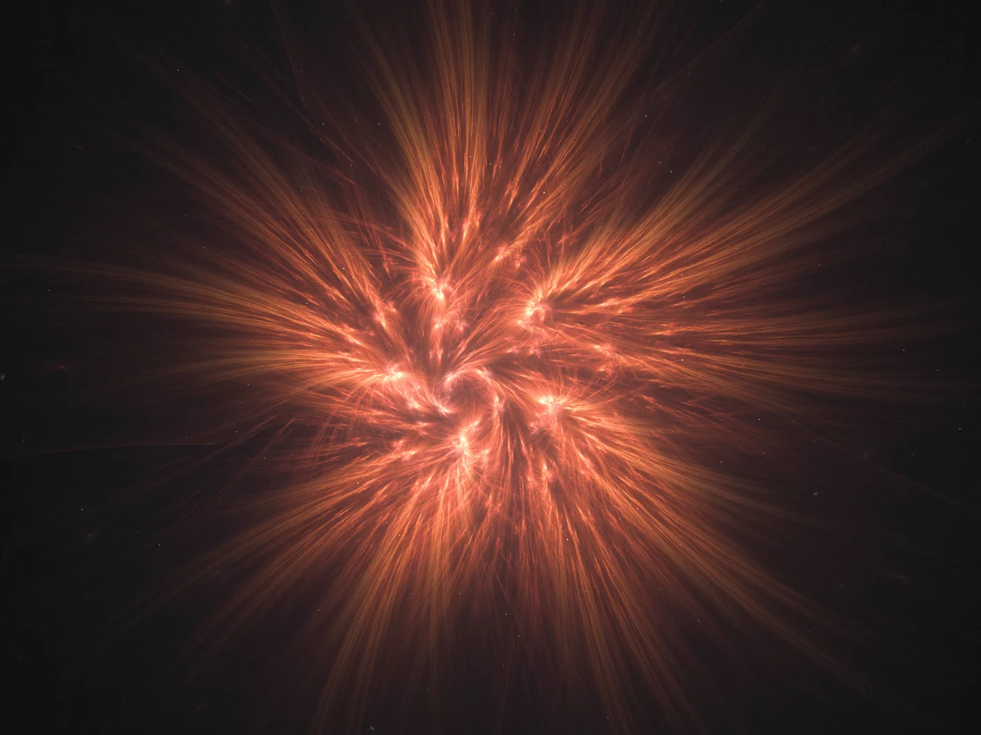 red, fractal, design, point, orange, glare, abstract