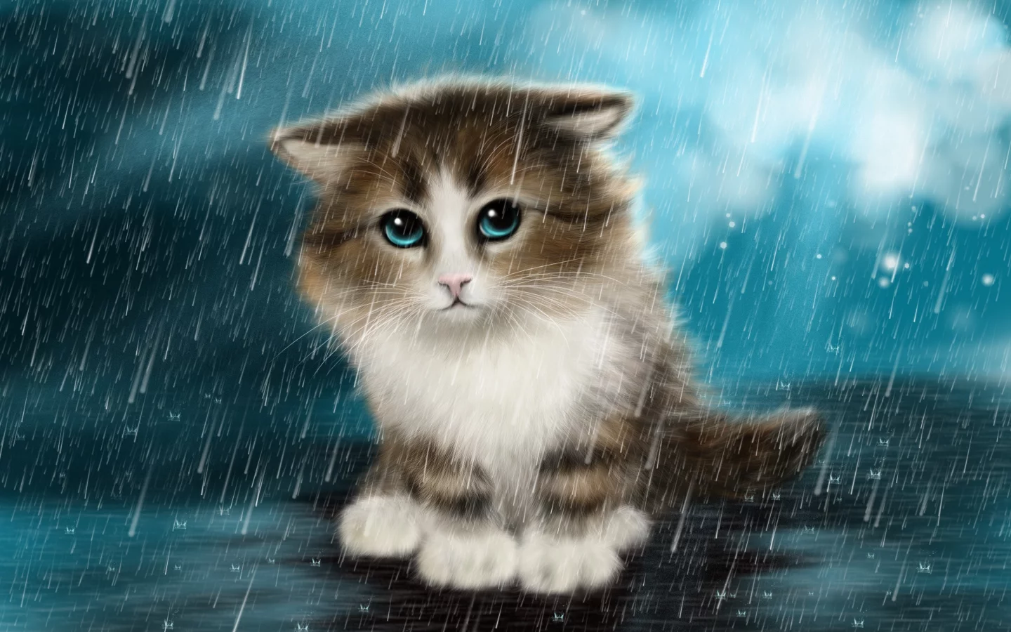 cute cat art, cat, kitten, painting, attractiveness