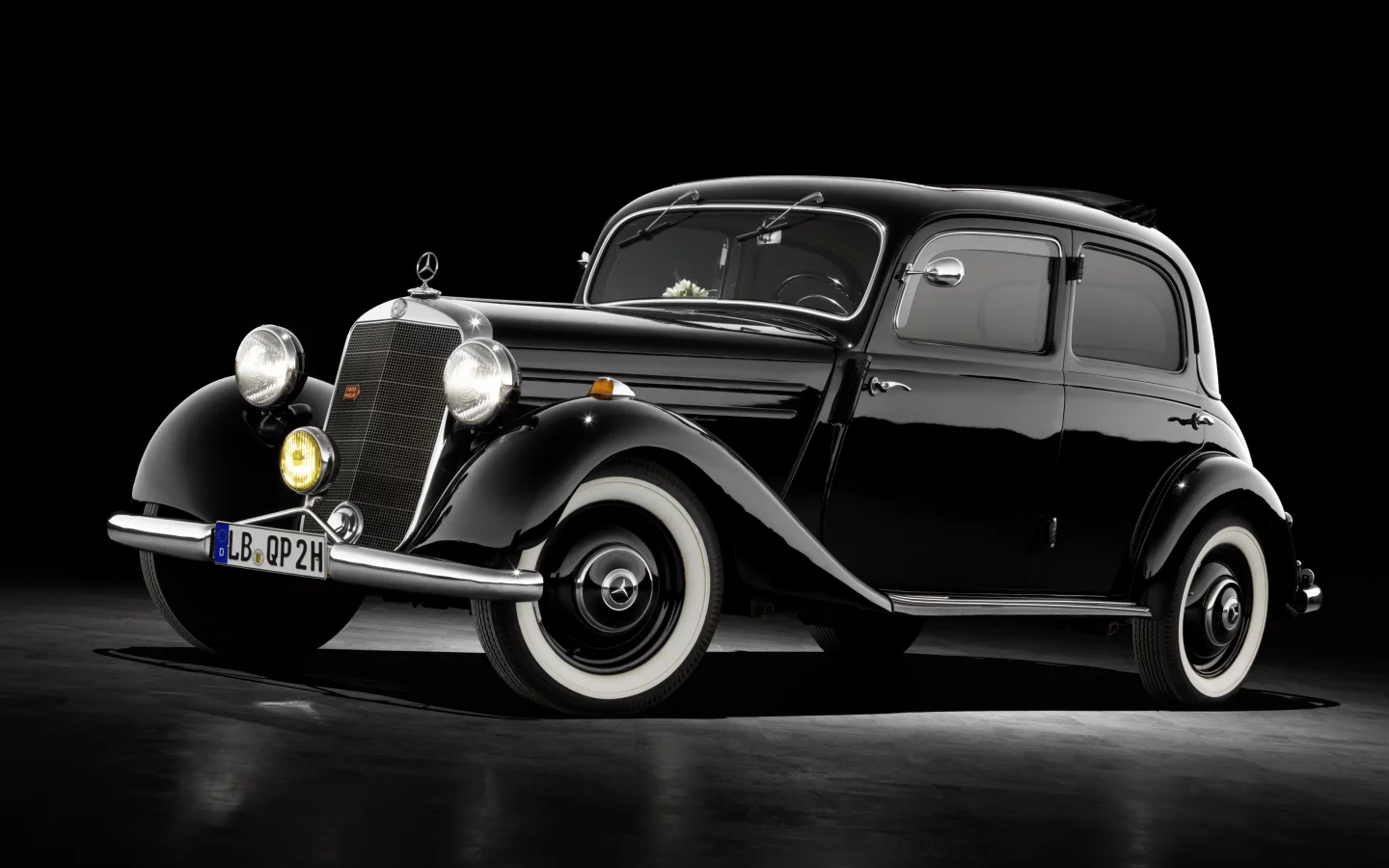 mercedes benz, retro, limousine, black