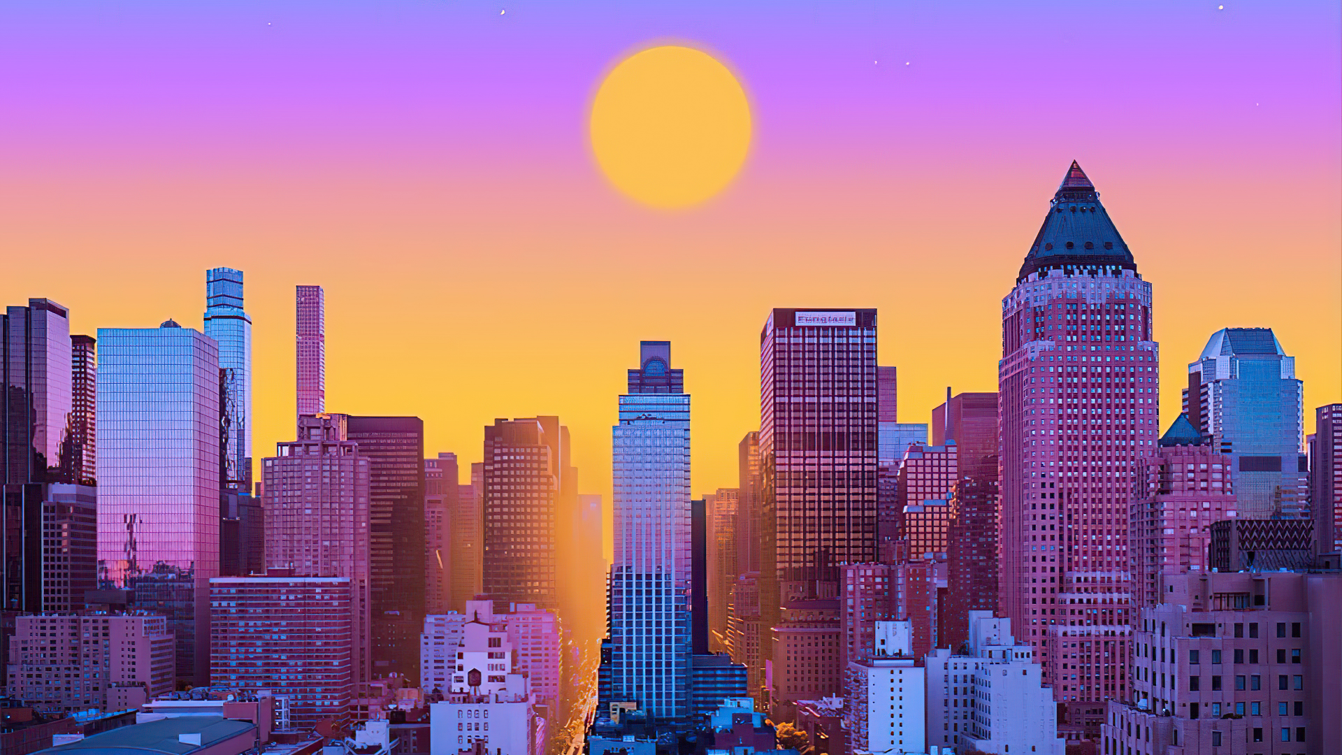 new york, morning, digital art