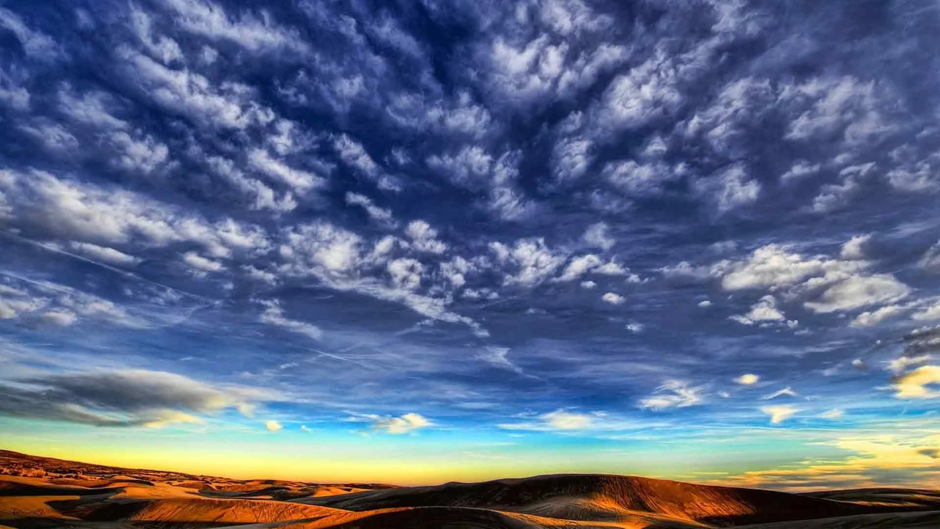 sky, clouds, desert, hills