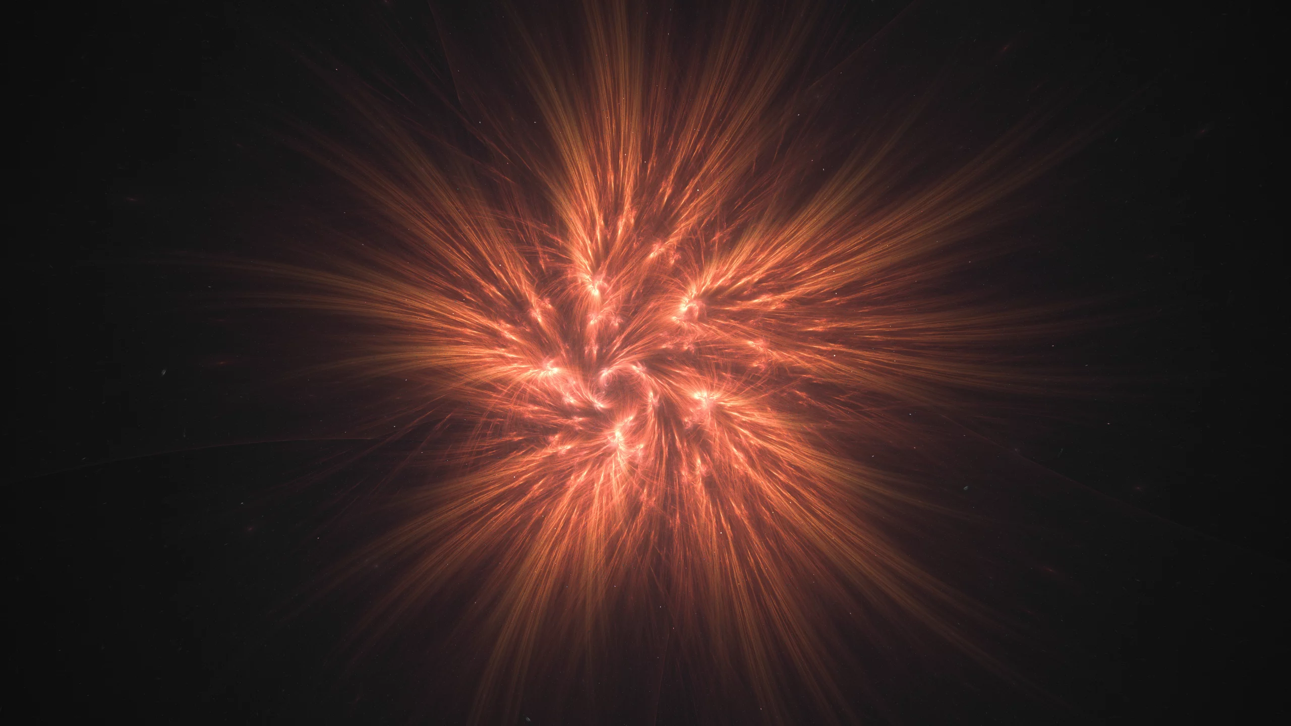 red, fractal, design, point, orange, glare, abstract