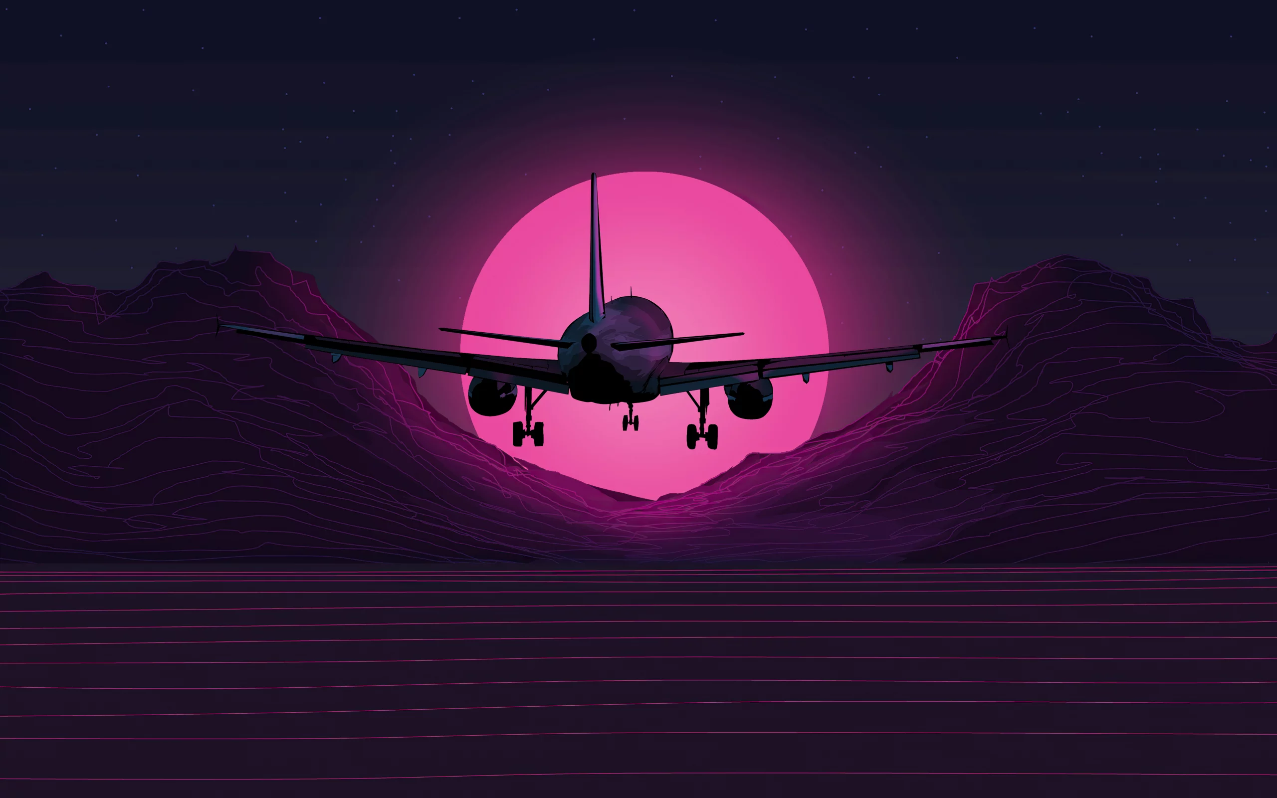 plane, synthwave