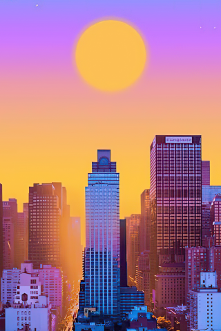 new york, morning, digital art