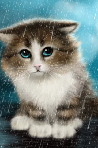cute cat art, cat, kitten, painting, attractiveness