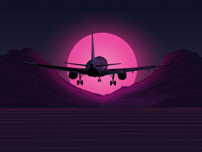 plane, synthwave