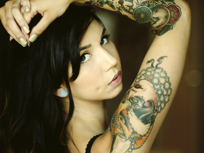 girl, beautiful, tattoo