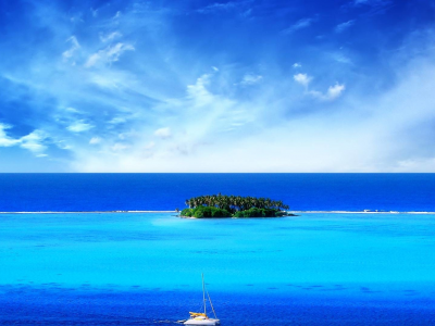landscape, sea, island, yacht