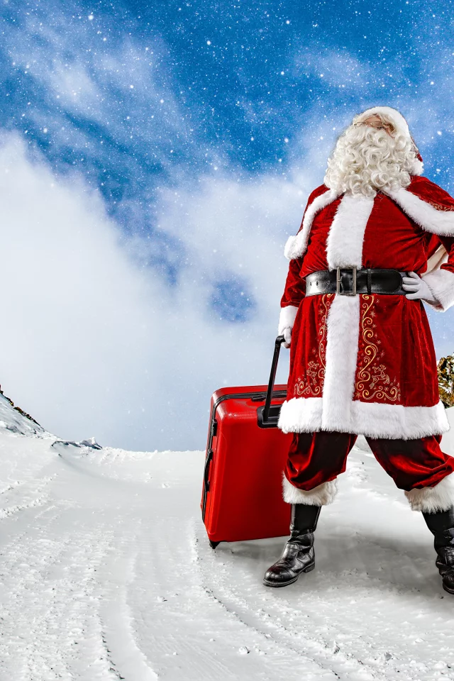 santa claus, mountain range, santa claus, new year