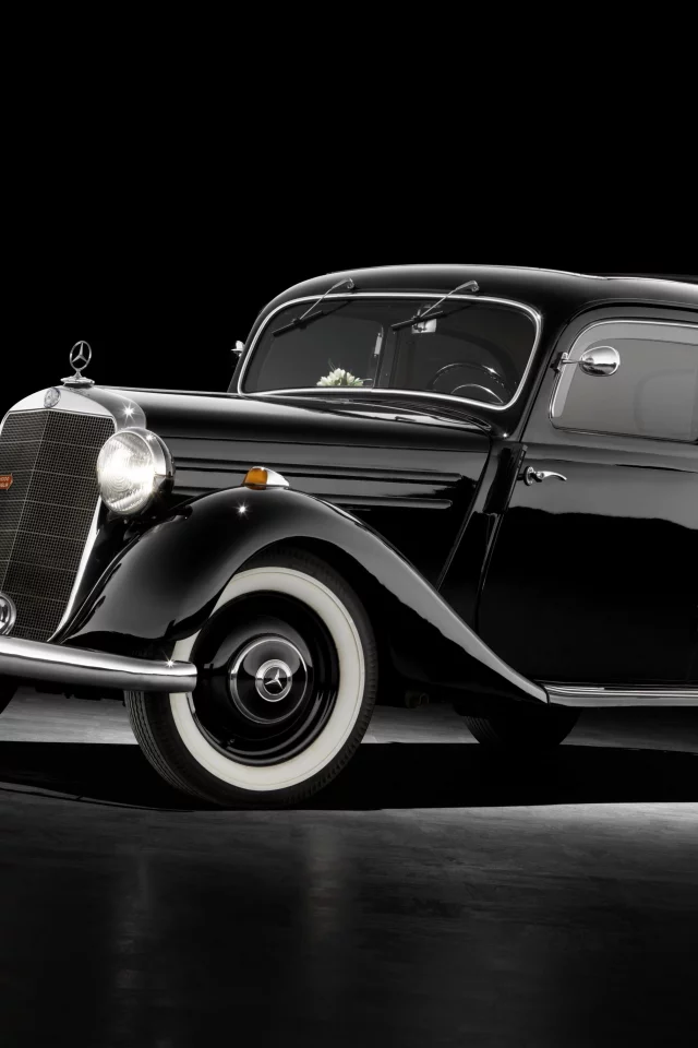mercedes benz, retro, limousine, black