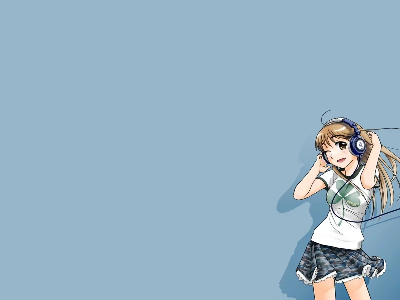 anime, girl, fun, music, headphones