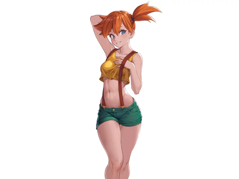 girl, sexy, anime, shorts, red