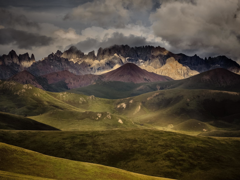 bayan, har, mountains, china, landscape, mountain, sichuan, sunset