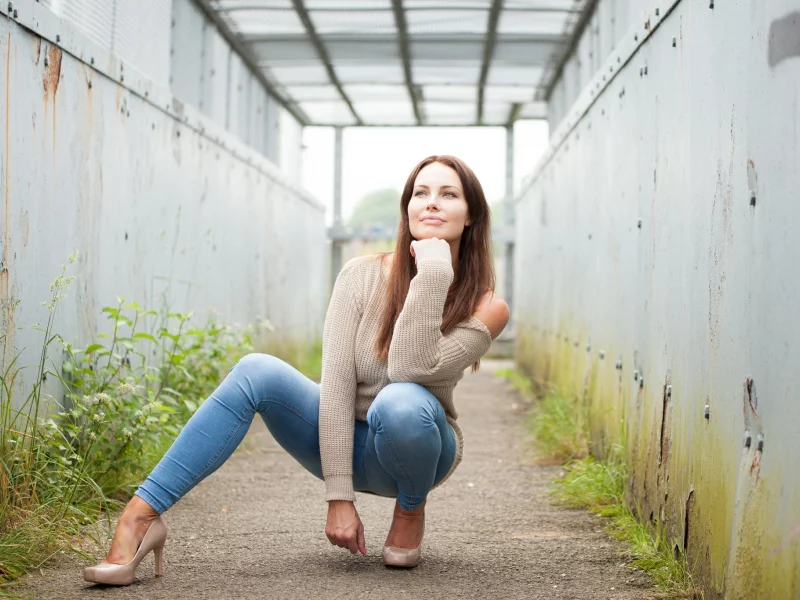 girl, cute, model, jeans