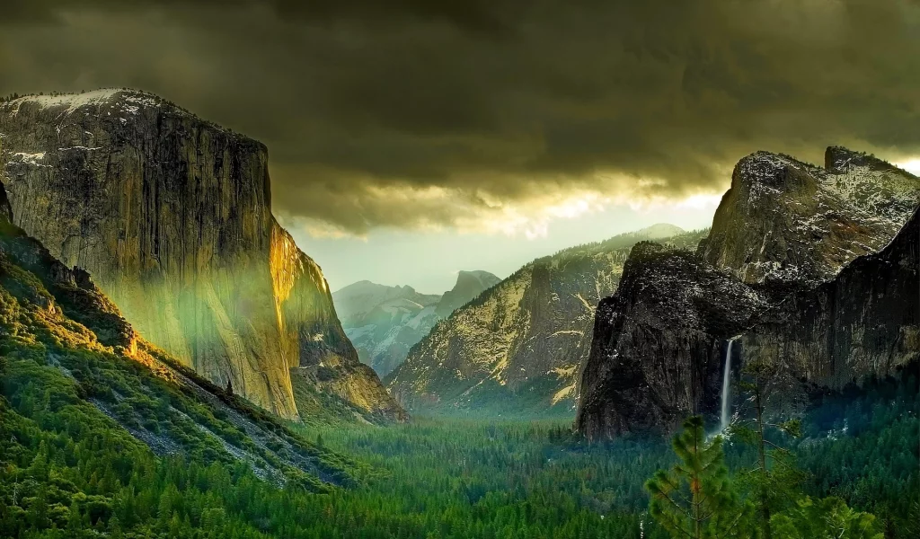 rocks, waterfall, forest, park