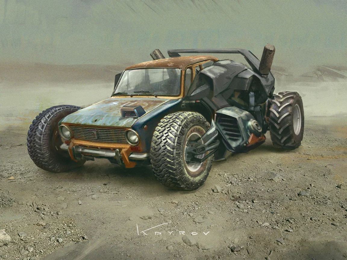 car, drawing, lada, fantasy