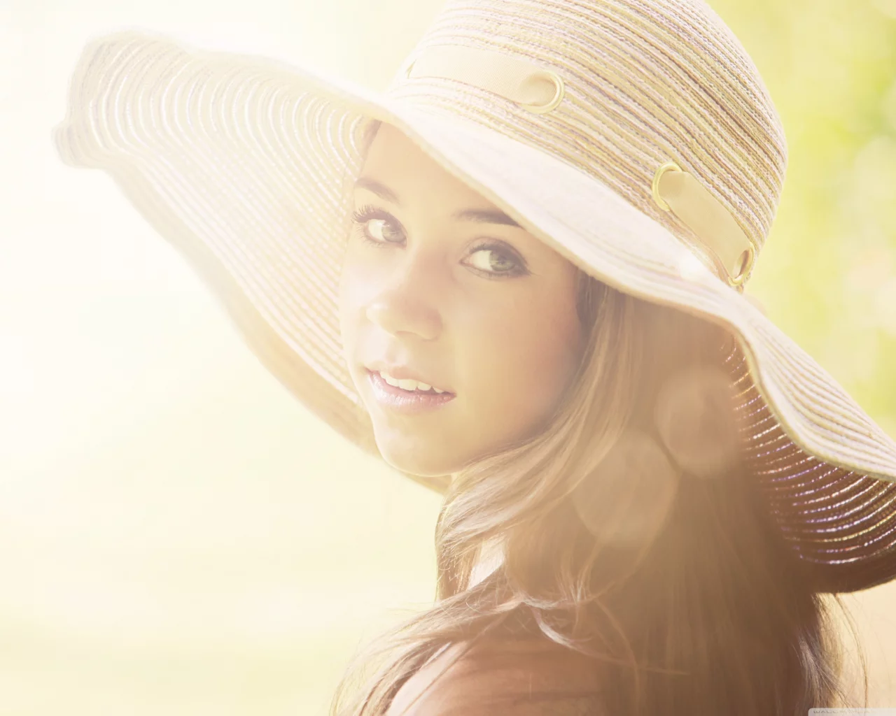 girl, beautiful, summer hat