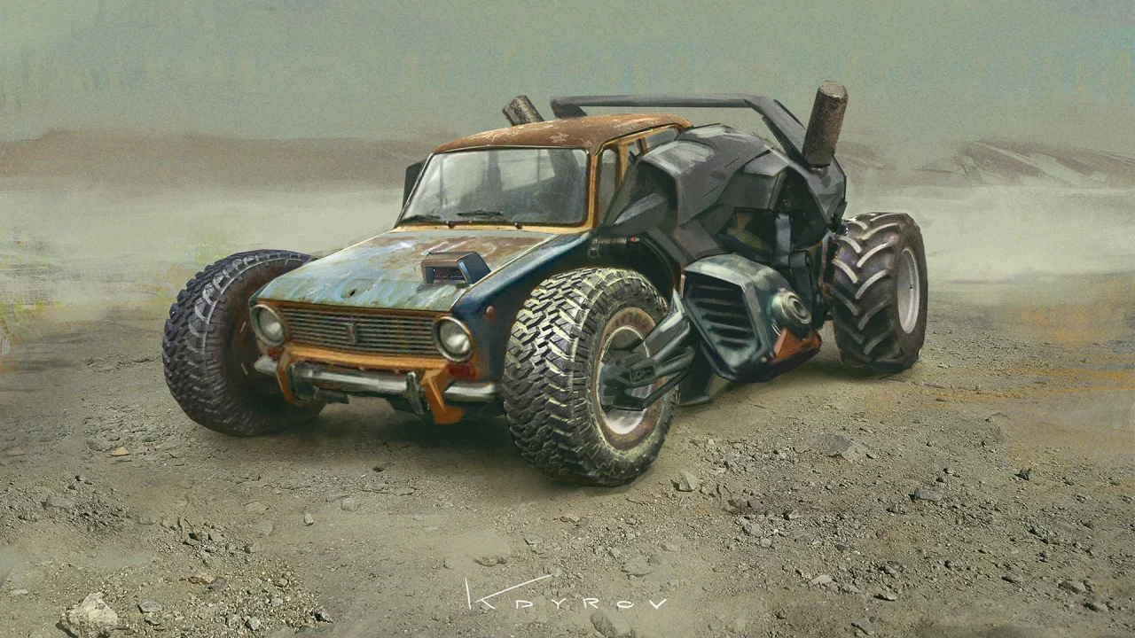 car, drawing, lada, fantasy