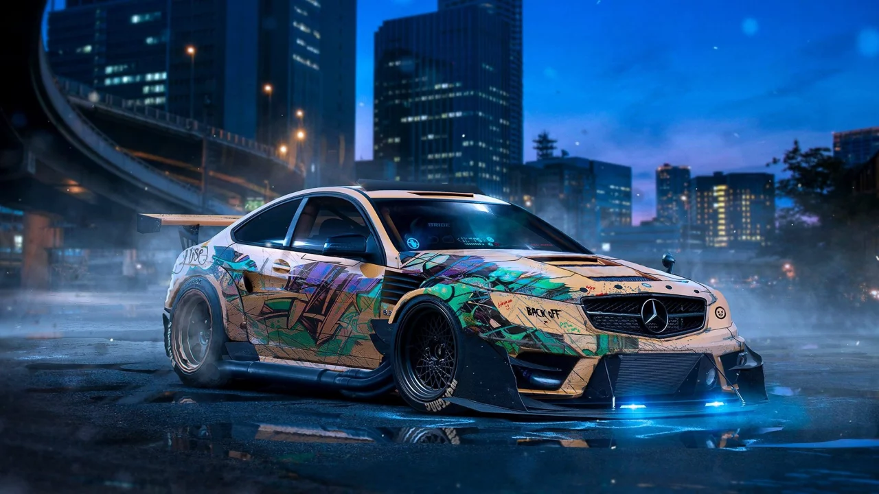 car, drawing, mercedes, sedan