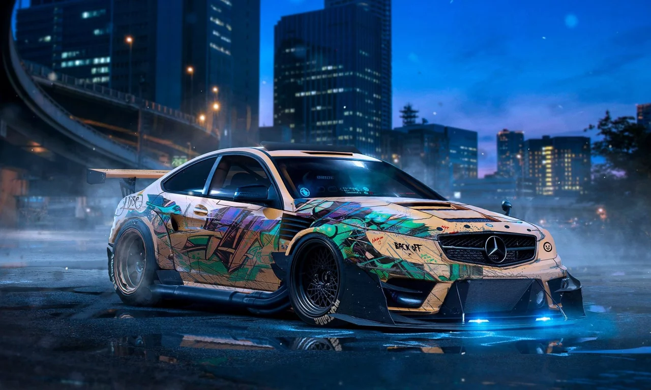 car, drawing, mercedes, sedan