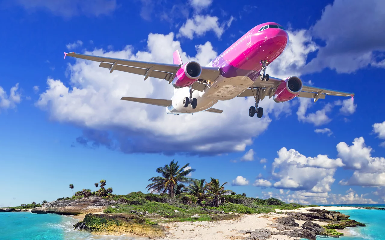 aviation, airliner, boeing 787, island, sea