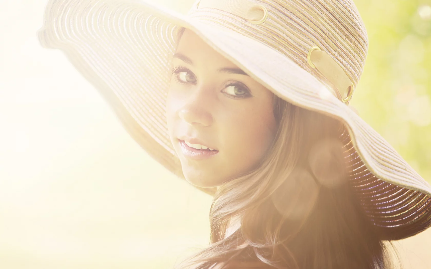 girl, beautiful, summer hat