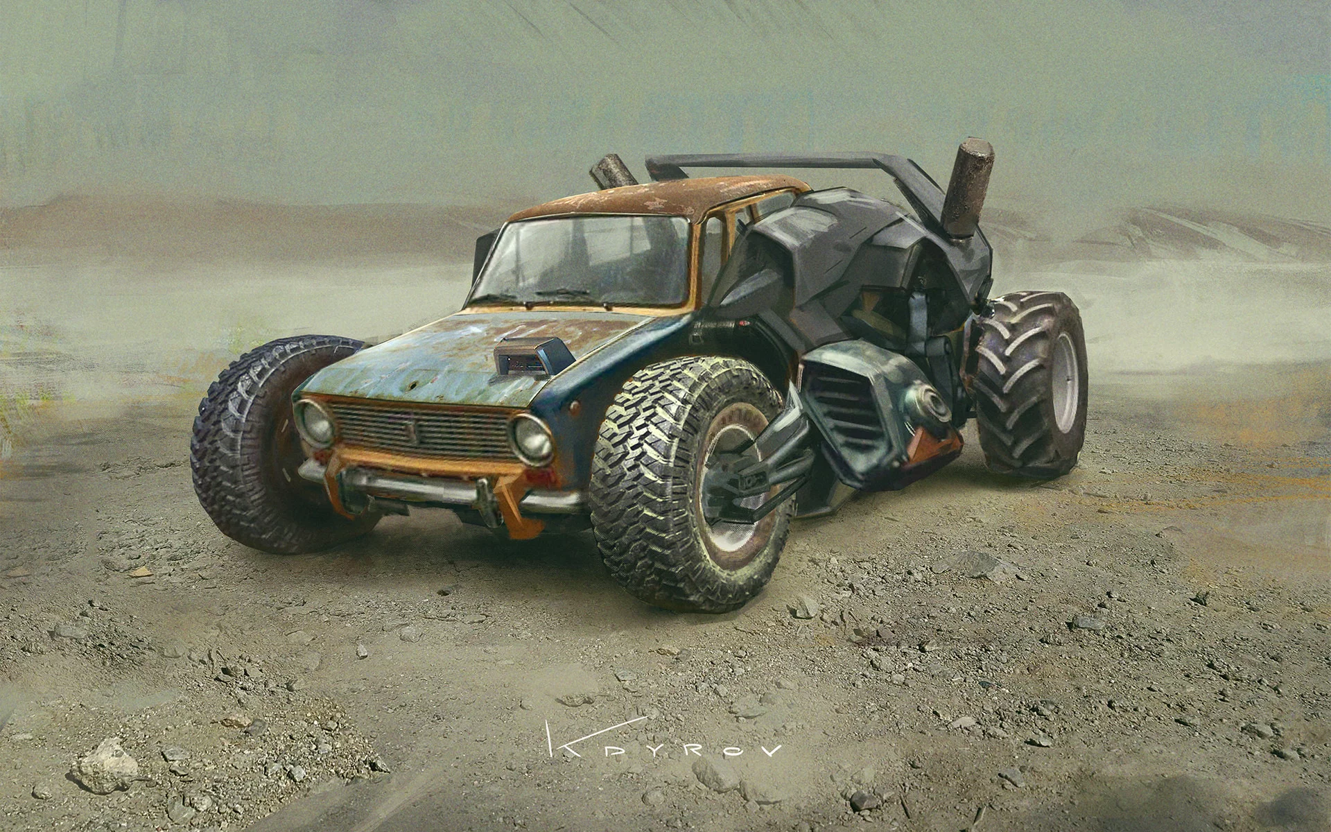 car, drawing, lada, fantasy