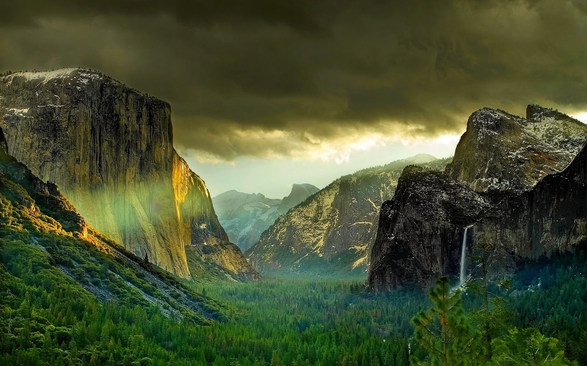 rocks, waterfall, forest, park