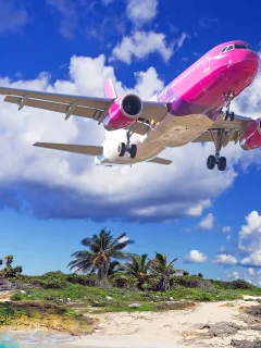 aviation, airliner, boeing 787, island, sea