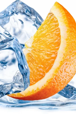 orange, ice, water