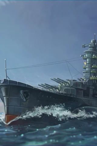 art, battlecruiser, boat, japanese, battleship, yamato, digital art