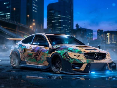 car, drawing, mercedes, sedan