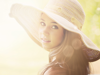 girl, beautiful, summer hat