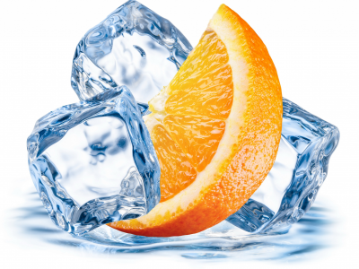 orange, ice, water