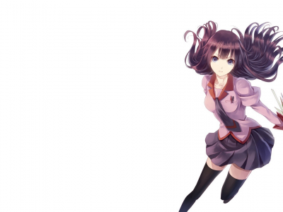 school uniform, anime, anime girls, simple background, thigh, highs