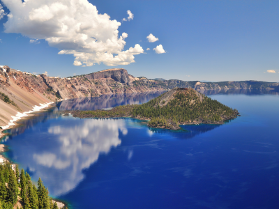 crater, lake, oregon, blue, water, blue sky, reflections