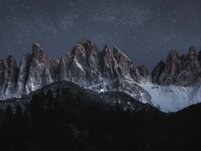 geissler, group, odle, mountain, range, starry, sky, glacier