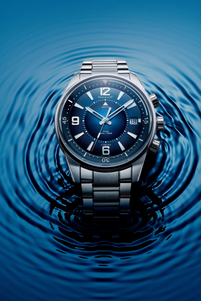 jaeger lecoultre polaris mariner, watch, clock face, closeup